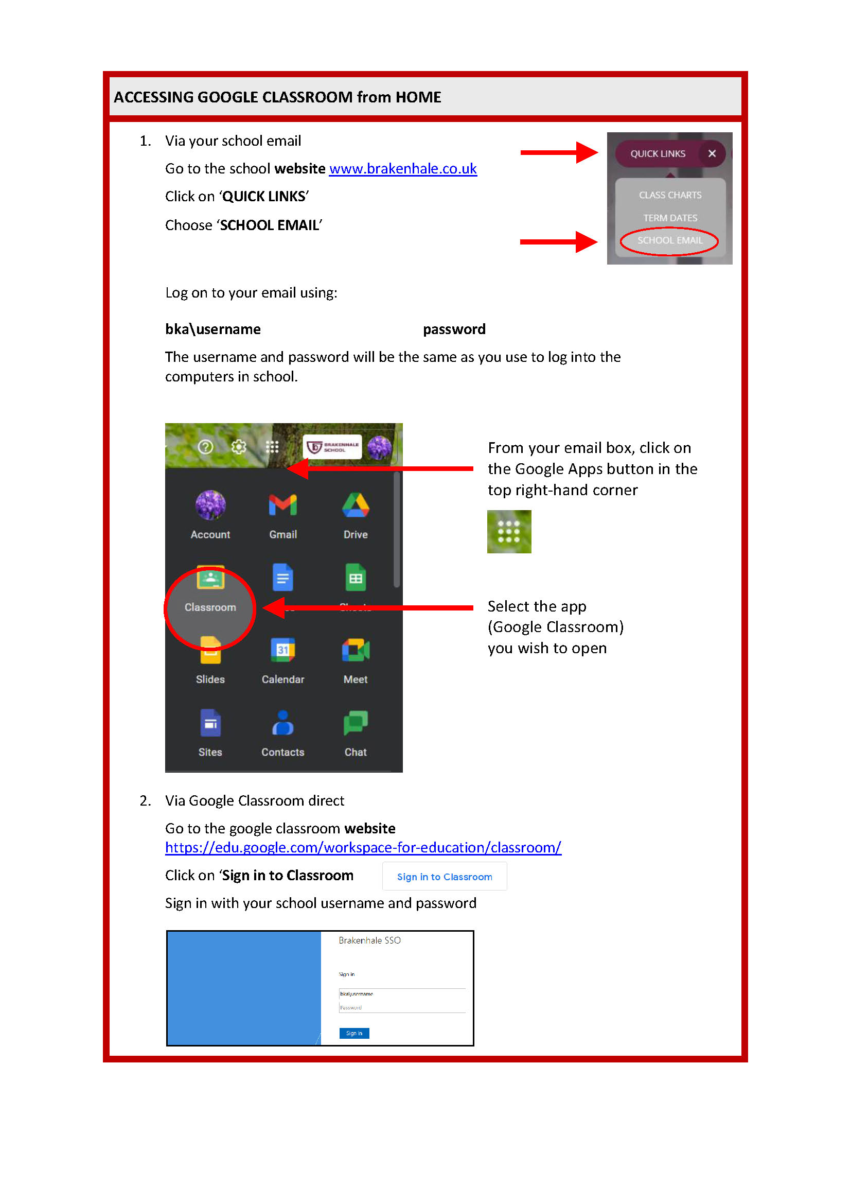 Accessing Your Google Classroom and Email 